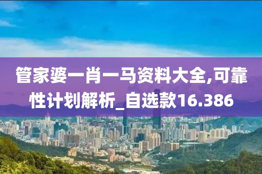 管家婆一肖一马资料大全,可靠性计划解析_自选款16.386