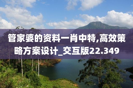 管家婆的资料一肖中特,高效策略方案设计_交互版22.349