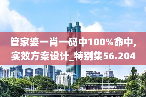 管家婆一肖一码中100%命中,实效方案设计_特别集56.204
