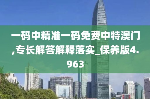 一码中精准一码免费中特澳门,专长解答解释落实_保养版4.963