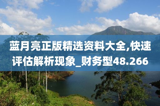 蓝月亮正版精选资料大全,快速评估解析现象_财务型48.266