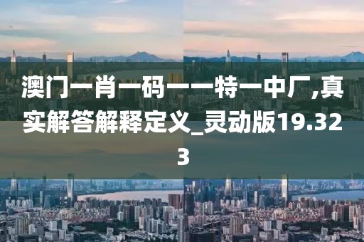 澳门一肖一码一一特一中厂,真实解答解释定义_灵动版19.323