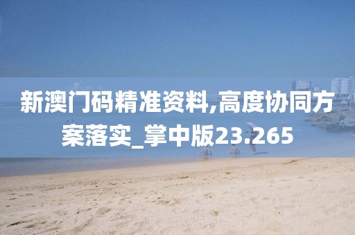 新澳门码精准资料,高度协同方案落实_掌中版23.265