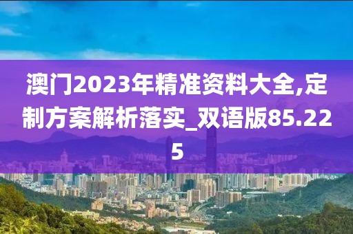 澳门2023年精准资料大全,定制方案解析落实_双语版85.225