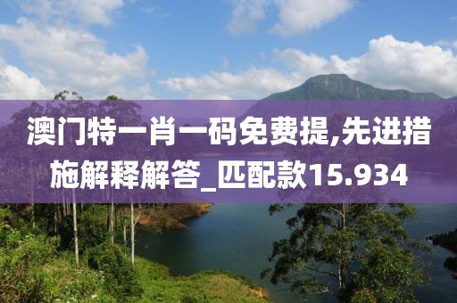澳门特一肖一码免费提,先进措施解释解答_匹配款15.934