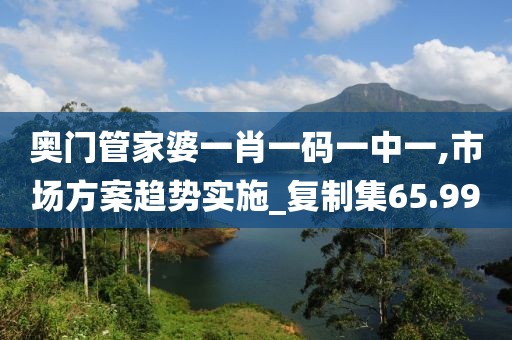奥门管家婆一肖一码一中一,市场方案趋势实施_复制集65.99