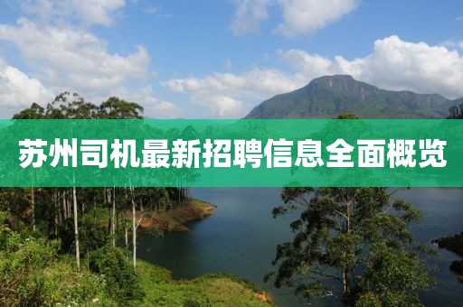 苏州司机最新招聘信息全面概览