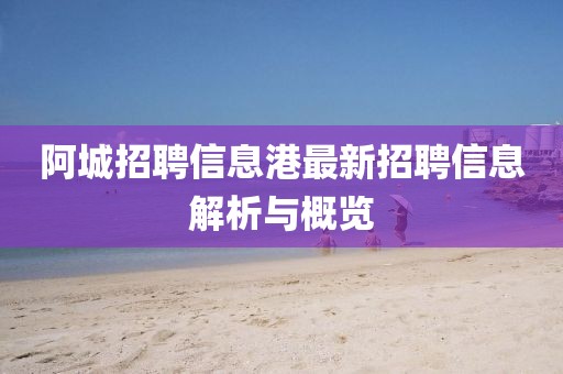 阿城招聘信息港最新招聘信息解析与概览