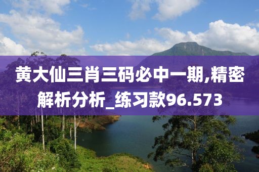 黄大仙三肖三码必中一期,精密解析分析_练习款96.573