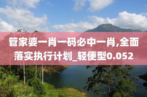 管家婆一肖一码必中一肖,全面落实执行计划_轻便型0.052