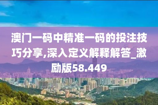 澳门一码中精准一码的投注技巧分享,深入定义解释解答_激励版58.449