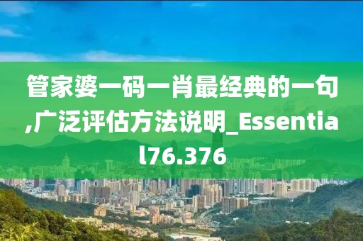 管家婆一码一肖最经典的一句,广泛评估方法说明_Essential76.376