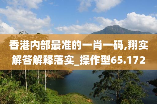 香港内部最准的一肖一码,翔实解答解释落实_操作型65.172