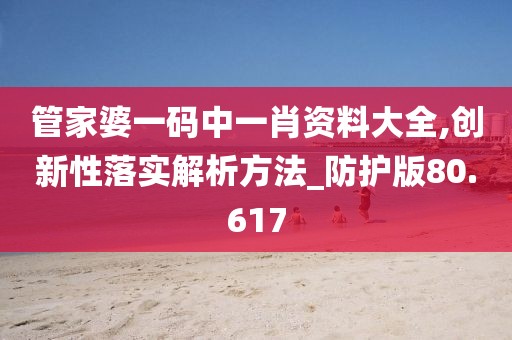 管家婆一码中一肖资料大全,创新性落实解析方法_防护版80.617