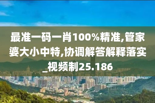 最准一码一肖100%精准,管家婆大小中特,协调解答解释落实_视频制25.186