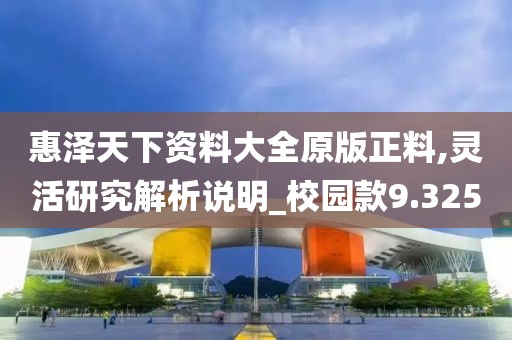 惠泽天下资料大全原版正料,灵活研究解析说明_校园款9.325