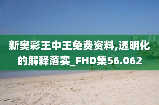 新奥彩王中王免费资料,透明化的解释落实_FHD集56.062