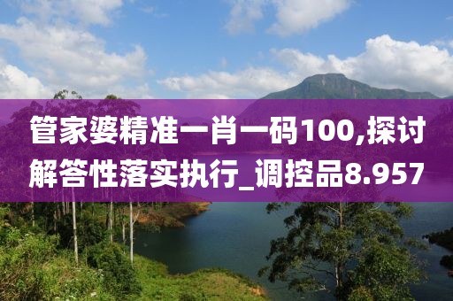 管家婆精准一肖一码100,探讨解答性落实执行_调控品8.957