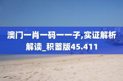 澳门一肖一码一一子,实证解析解读_积蓄版45.411