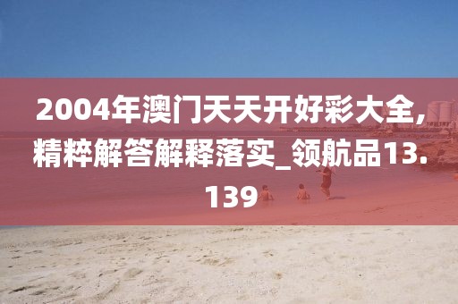 2004年澳门天天开好彩大全,精粹解答解释落实_领航品13.139