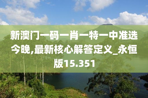 新澳门一码一肖一特一中准选今晚,最新核心解答定义_永恒版15.351