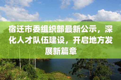 宿迁市委组织部最新公示，深化人才队伍建设，开启地方发展新篇章