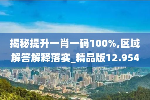 揭秘提升一肖一码100%,区域解答解释落实_精品版12.954