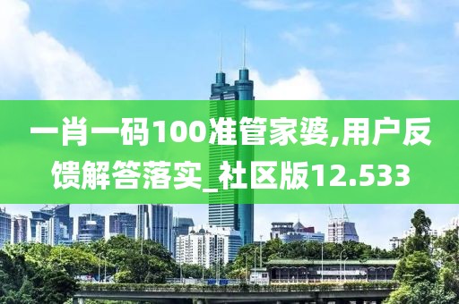 一肖一码100准管家婆,用户反馈解答落实_社区版12.533
