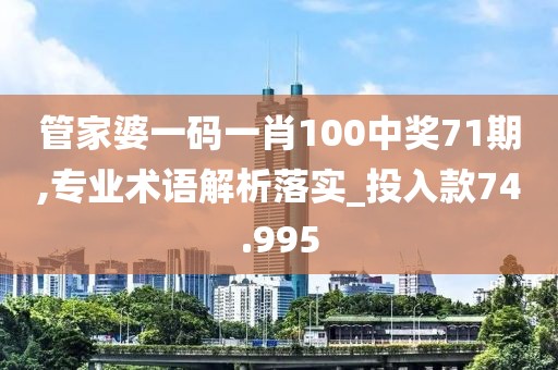 管家婆一码一肖100中奖71期,专业术语解析落实_投入款74.995