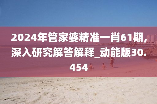 2024年管家婆精准一肖61期,深入研究解答解释_动能版30.454