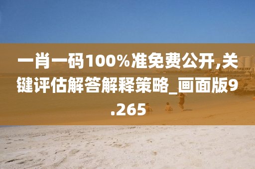 一肖一码100%准免费公开,关键评估解答解释策略_画面版9.265