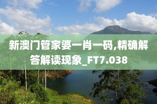 新澳门管家婆一肖一码,精确解答解读现象_FT7.038