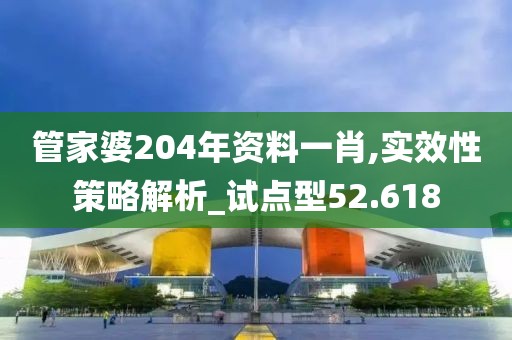 管家婆204年资料一肖,实效性策略解析_试点型52.618
