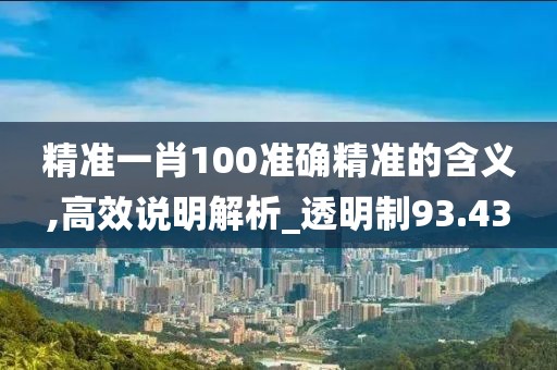 精准一肖100准确精准的含义,高效说明解析_透明制93.43