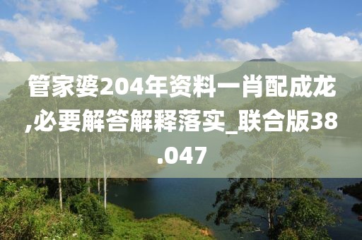 管家婆204年资料一肖配成龙,必要解答解释落实_联合版38.047