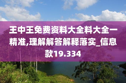 王中王免费资料大全料大全一精准,理解解答解释落实_信息款19.334