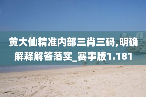 黄大仙精准内部三肖三码,明确解释解答落实_赛事版1.181