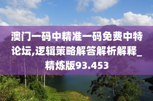 澳门一码中精准一码免费中特论坛,逻辑策略解答解析解释_精炼版93.453