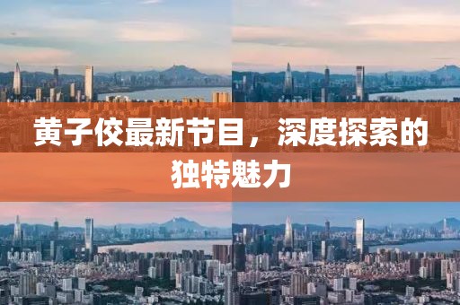 黄子佼最新节目，深度探索的独特魅力