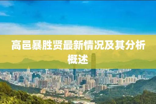 高邑暴胜贤最新情况及其分析概述