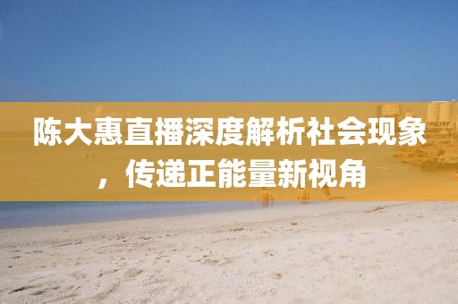 陈大惠直播深度解析社会现象，传递正能量新视角