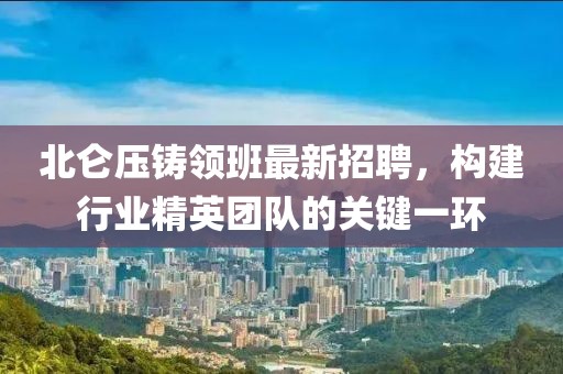 北仑压铸领班最新招聘，构建行业精英团队的关键一环
