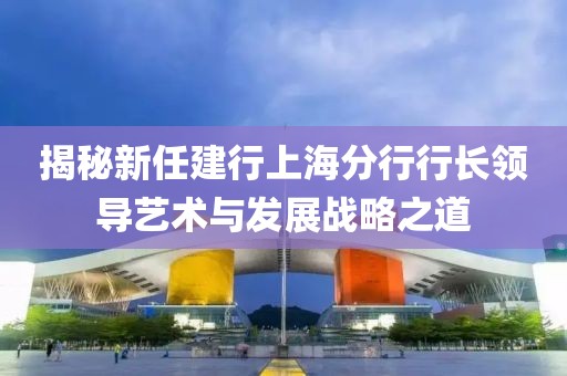 揭秘新任建行上海分行行长领导艺术与发展战略之道