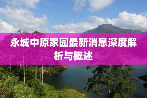永城中原家园最新消息深度解析与概述