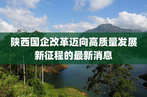 陕西国企改革迈向高质量发展新征程的最新消息
