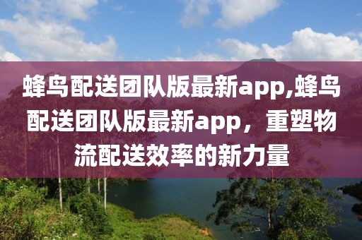 蜂鸟配送团队版最新app,蜂鸟配送团队版最新app，重塑物流配送效率的新力量