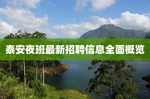 泰安夜班最新招聘信息全面概览
