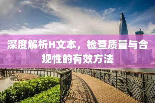 深度解析H文本，检查质量与合规性的有效方法