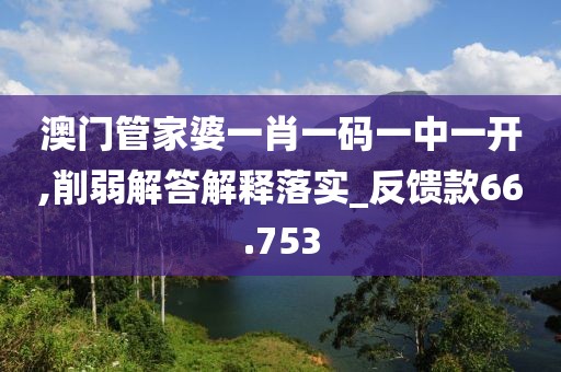 澳门管家婆一肖一码一中一开,削弱解答解释落实_反馈款66.753