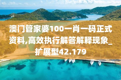 澳门管家婆100一肖一码正式资料,高效执行解答解释现象_扩展型42.179